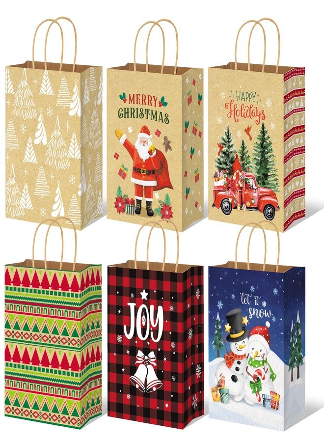 JUESMOS 24 Pack Kraft Christmas Gift Bags with Handles 10" Medium Paper Bags for Present Wrapping Holiday Paper Treat Goodie Bags for Christmas Party Favors and Decoration Supplies - Image 1